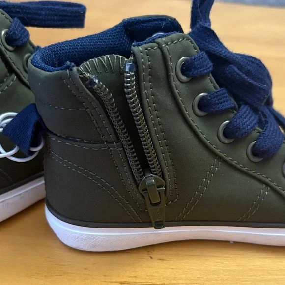 Cat & Jack Little Kids Green and Blue High Top Sneakers Size 8 - Picture 5 of 8